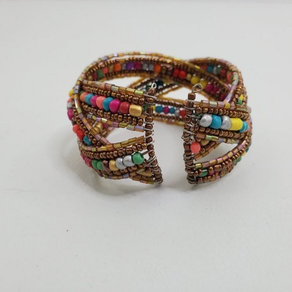 Beaded Wrap Around Bracelet Cuff Bangle Wire‎ Braid